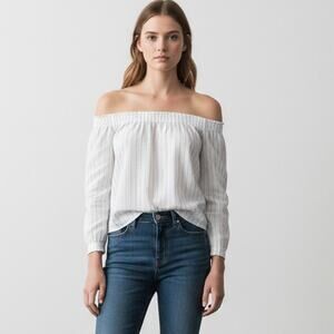 Rag & Bone off shoulder Blouse in white cotton size Small